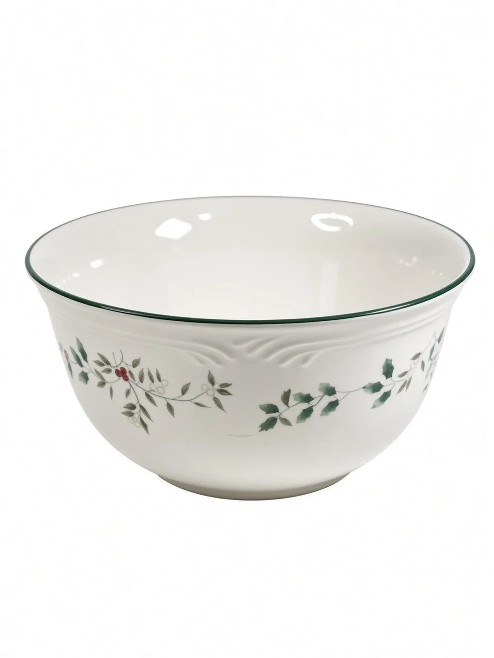 Vintage Pfaltzgraff Winterberry 10in Round Serving Bowl Holly Berry Christmas